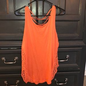 Orange tank with lace sides